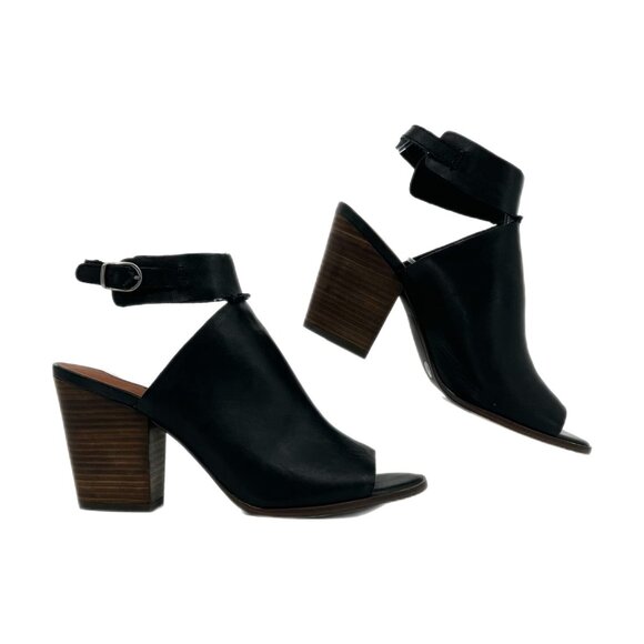 Lucky Brand Black Peep Toe Heeled Booties | Size 8 - Picture 1 of 10